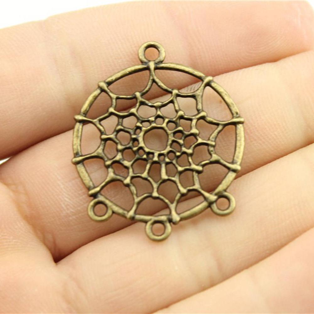 10pcs Charms Dreamcatcher Antique Bronze Color Earring Connector Charms Pendants For Jewelry Making