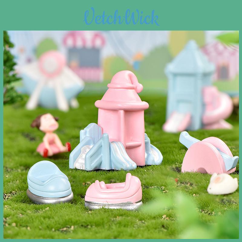 Adorable Resin Playground Micro Landscape Diy Cake Decoration Accessories Ferris Wheel Slide Carousel