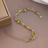 Light Luxury Green Purple Crystal Zircon Bracelet For Women Exquisite Shiny Rhinestone Link Chain Bangle Party Wedding Jewelry