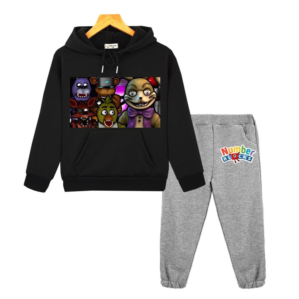 FNAF Boys Girls Hooded Sets Sweatshirt Jacket Fleece Pullover Autumn Bear Rabbit Game Kawaii Anime Hoodie Kids Boutique Clothes