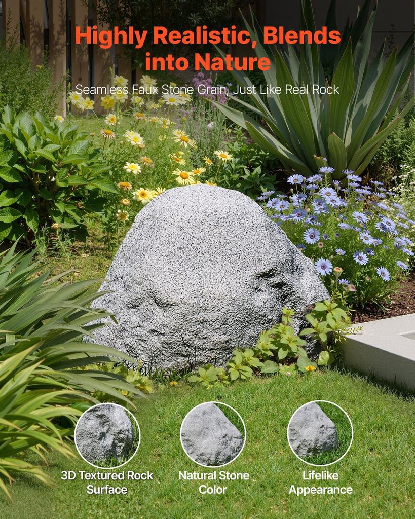 Faux Rock Cover, Outdoor Fake Rock Well Pump Cover, Realistic Natural Texture, Lightweight & Weather-Resistant Polyresin Artificial Boulder for