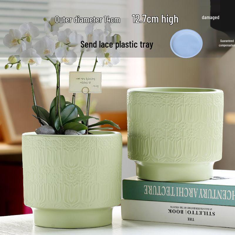 Nordic Style White Ceramic Succulent Pot with Four Compartments