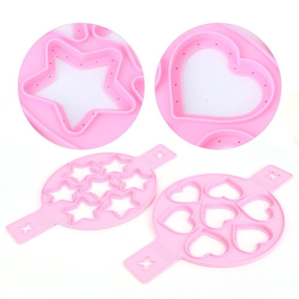2pcs Non-Stick Silicone Egg Ring Star Heart Egg Cooker Pan Pancake Maker  Home Kitchen DIY Baking