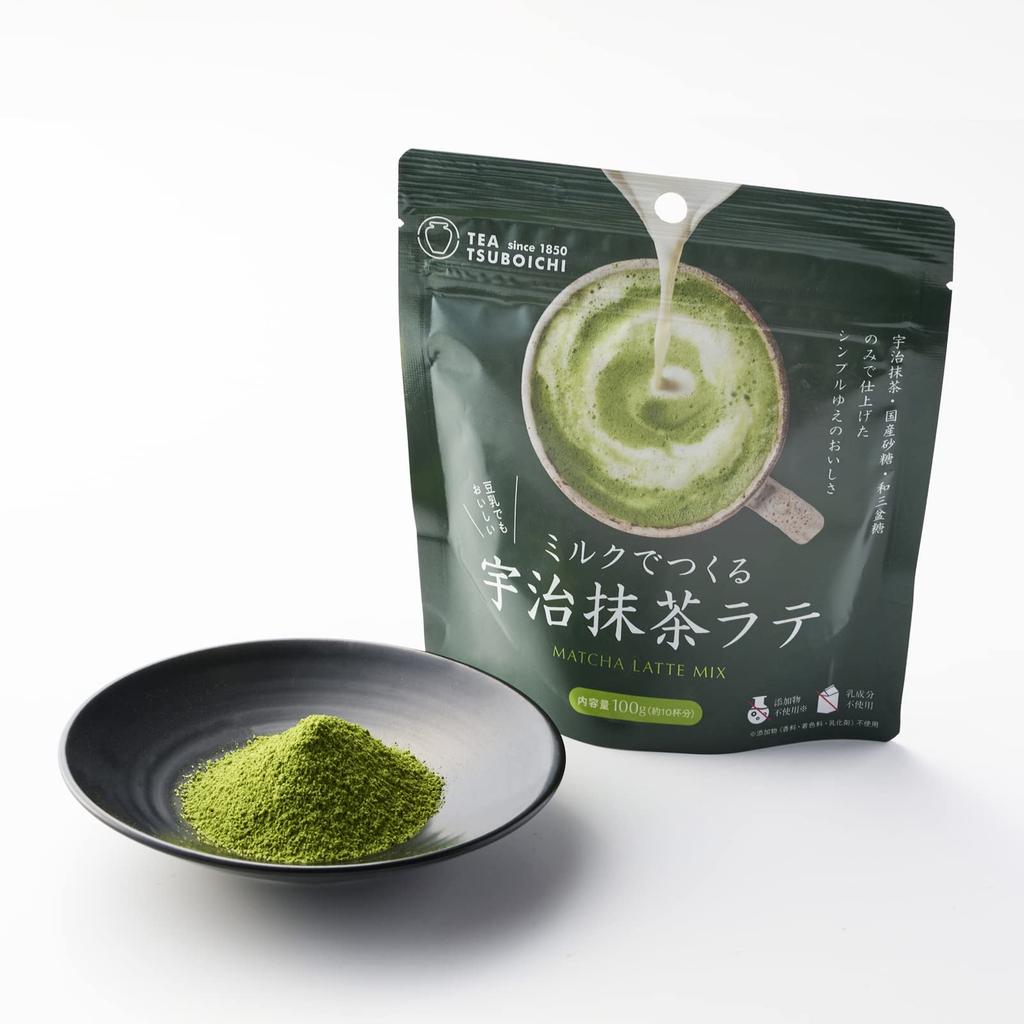 Tsuboichi Seicha Honpo Uji Matcha Latte Made with Made In No Wasanbon Powder Matcha Latte Milk, 100g, Japan, Additives, Sugar, Dairy-Free (8 Bags)