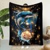 Magical Starry Dolphin And Golden Rose Throw Blanket  Glitter Ocean Creature Art Decor For Sofa Bedroom Indoor Home Blanket