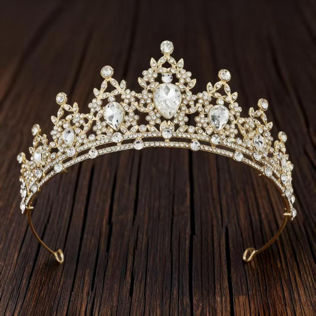 European & American Baroque Rhinestone Bridal Crown Headband - High-End Princess Wedding Gown Accessory