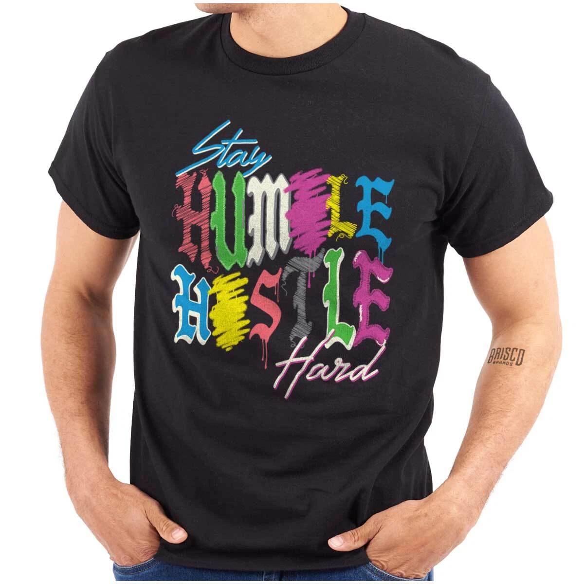 Urban Streetwear Graffiti Stay Humble Hustle Womens or Mens Crewneck T Shirt Tee XS