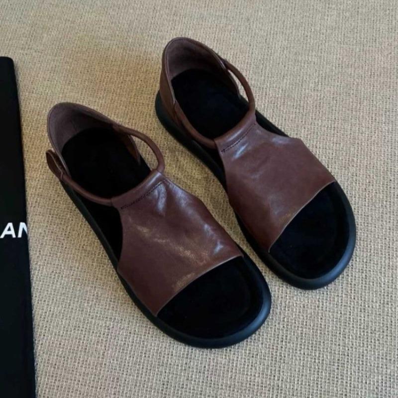 Roman Style Soft Bottom Thick Heel Summer New French Style Sandals Elegant Atmosphere Women's Shoes Rubber Sole Polyurethane Mat