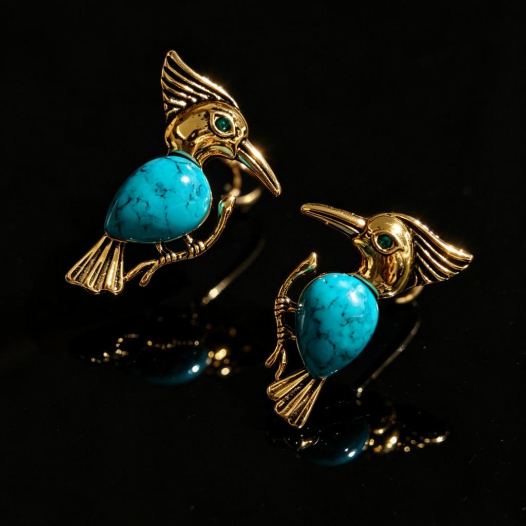 Orecchini a Fiocco in Vetro Blu Vintage - Ornamento dal Design Retrò