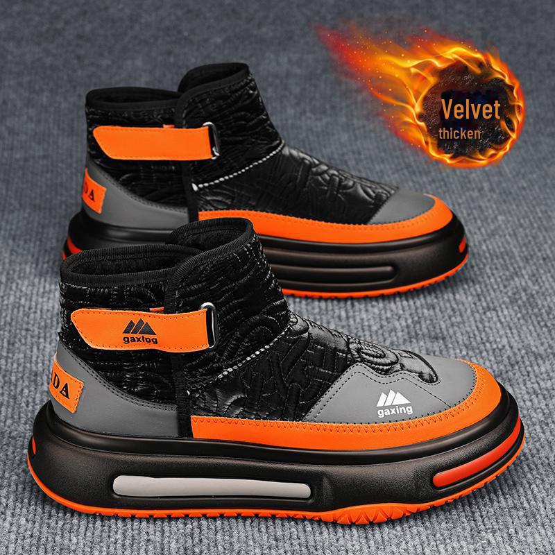 

Мужские высокие зимние ботинки для снега с бархатной подкладкой и теплыми рукавами 44 оранжевый/чёрный