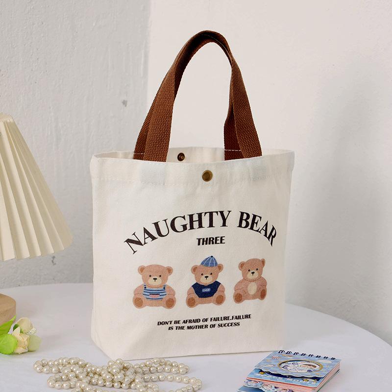 Canvas Tasche Drei Kleine Bären Einfach und Süß Handtasche Handtrage Walking Geschenktasche Aufbewahrungstasche Bär