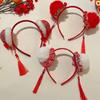 Tassel Children Headband Tang Suit Hair Hoop Red Hairband Simple Hanfu Hair Sticks  Girls
