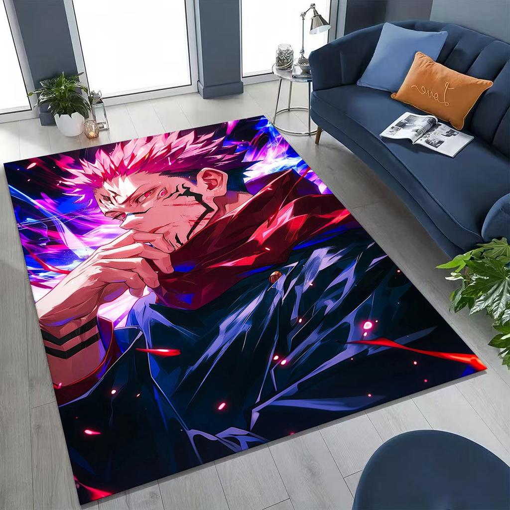 Anime Jujutsu Kaisen Yuji Satoru Kreskówkowy Dywanik do Sypialni Salonu Sofy Dekoracja Domu Wycieraczka, Duża Mata Podłogowa Antypoślizgowa do Zabawy dla Dzieci