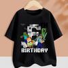 Hot Pixel Game T-shirt Birthday Number Clothes Round Collar Clothing Minecrafted Cartoon Short Sleeve Black Summer Tee Top Gift
