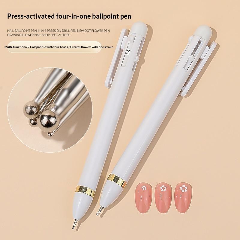 4-in-1 Nail Art Dotting Werkzeuge Nail Art Spitze Punkt Farbe Maniküre Set Drehbarer Kugelschreiber Bohrer Stift Dotting Werkzeuge Nagelspitzen Stift