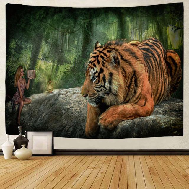 Tapiserie cu peisaj de artă a calului Tapiserie cu geometrie Hippie Decor pentru cameră Decor estetic