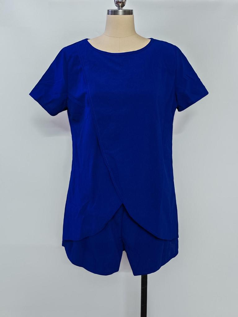 2025 Summer Women's Two-Piece Set: Irregular Top & Shorts Casual Wear