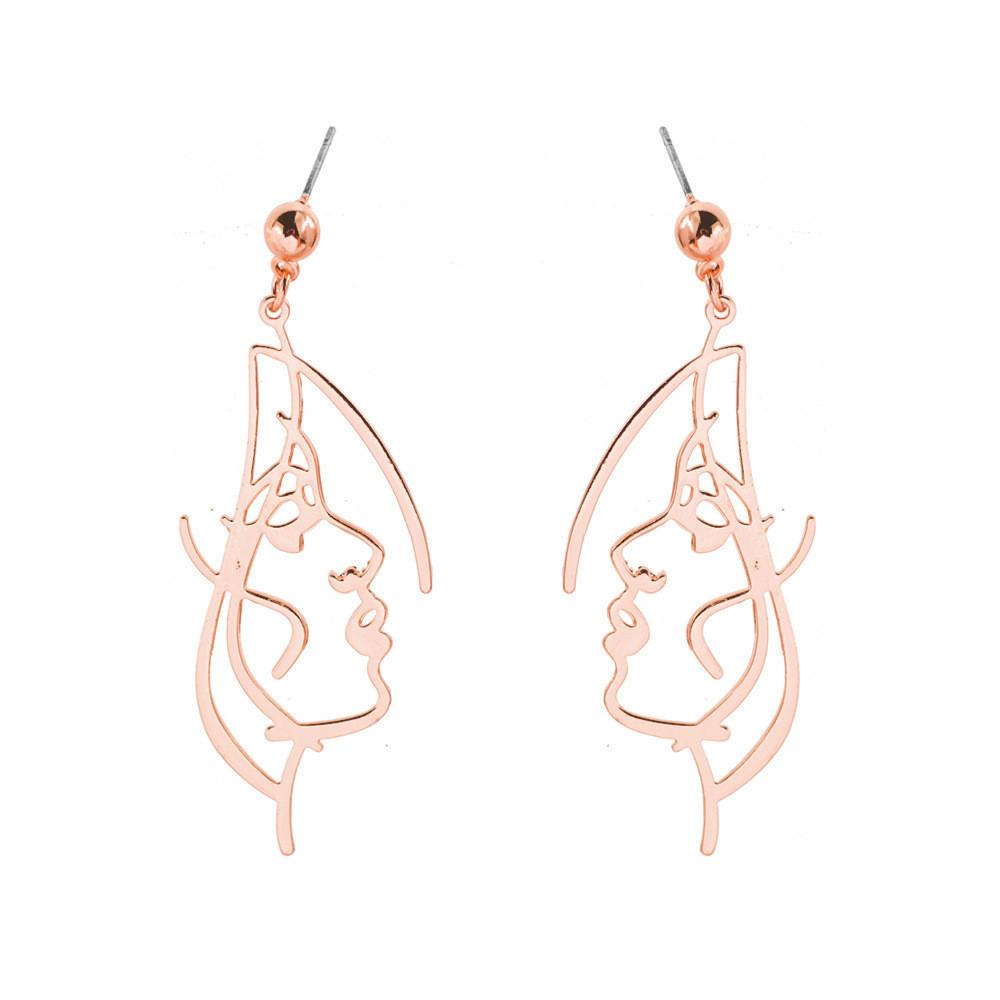 Alloy Face Elegant Earrings For Women Modern Cartoon Expression Design Jewelry