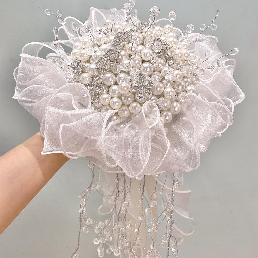 Golden Bridal Bouquet DIY Kit - Pearl Scepter Design