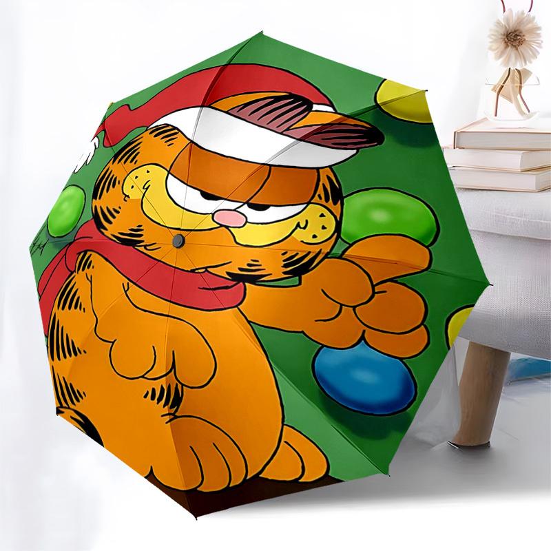 

1pc Christmas Edition Garfield Cat Automatic Opening Umbrella, Portable Three-Fold Design with 8-Bone Iron Frame, Perfect Outdoor Gift for Fans, Trave