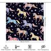 Stylish Unicorn Shower Curtain Waterproof Fabric Bath Decor Blue Background with Stars Pattern Bathroom Linen Decoration for Hom
