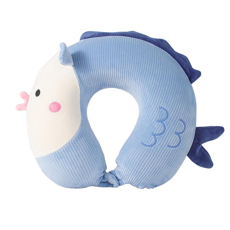 Cartoon U-Shaped Pillow Memory Foam Pillow Core Neck-Protecting Pillow for Airplane Car Travel Portable Office U-Shaped Pillow