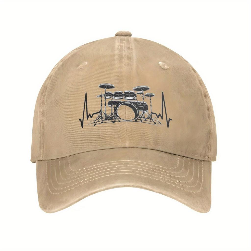 Drummer Heartbeat Graphic Baseball Cap Unisex Cotton Adjustable Casual Summer Hat For Adults