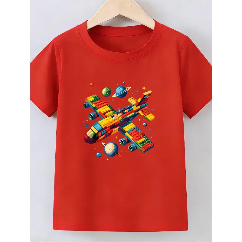 European Sizes Boys' Fashion T-shirt, Feature Cute Cartoon Prints, Soft and Breathable, Suitable for Summer Outdoor Activities