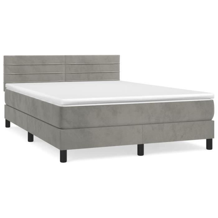 VidaXL Divan Bed and Mattress Light Grey 140x200cm Velvet - Model 3141365