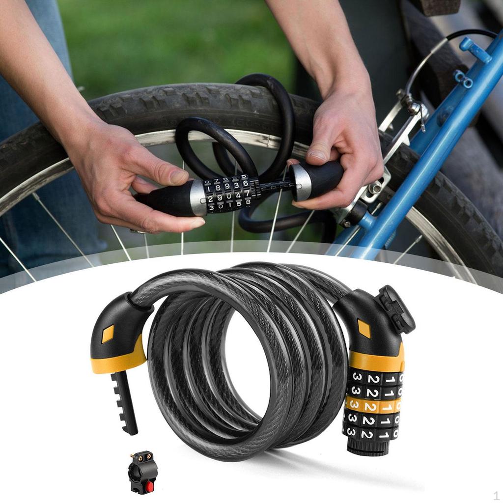 120cm 5 Digit Keyless Cable Lock Anti Theft Password for Sports Equipment Locker Bikes