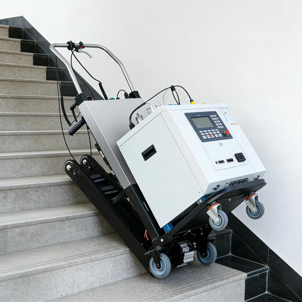 Tracked electric stair climber, with a load capacity of 350 kg and a range of 1000 steps, an ultra-long-range electric trolley.