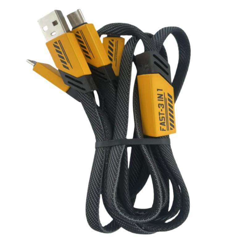 Three-in-One Braided Charging Cable for Apple, Huawei, and TYPE-C Devices - Super Fast Charging