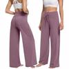 High Waist Slimming Wide Leg Fitness Pants for Women with Zero-Feel Waistband and Drawstring.