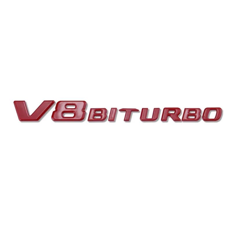 ABS V8 BITURBO Letter Logo Car Sticker for Mercedes Benz Twin Turbo Logo Fender Modification Accessories Label Decorative Decal
