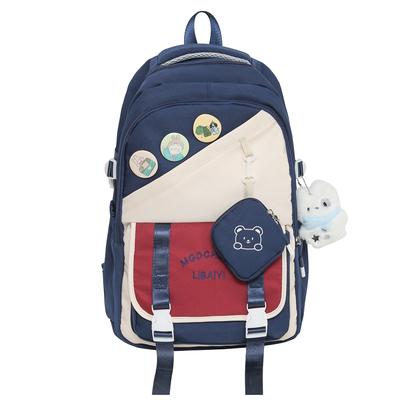 Student Backpack Colored Large Capacity Backpack College Style Student Schoolbag with Coin Purse