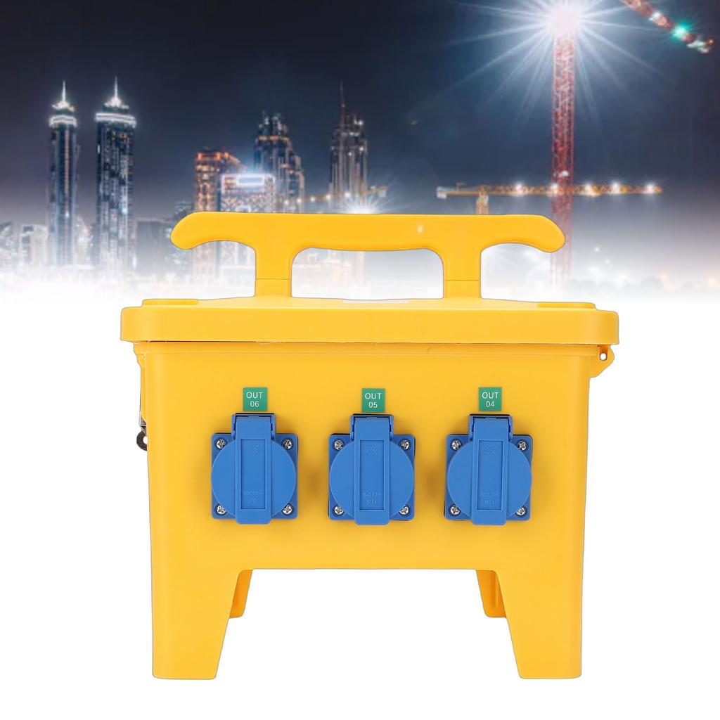 Power Distribution Box 16A Water Proof Portable Electrical Box with 6 Outlets for Construction Site Yard Garden