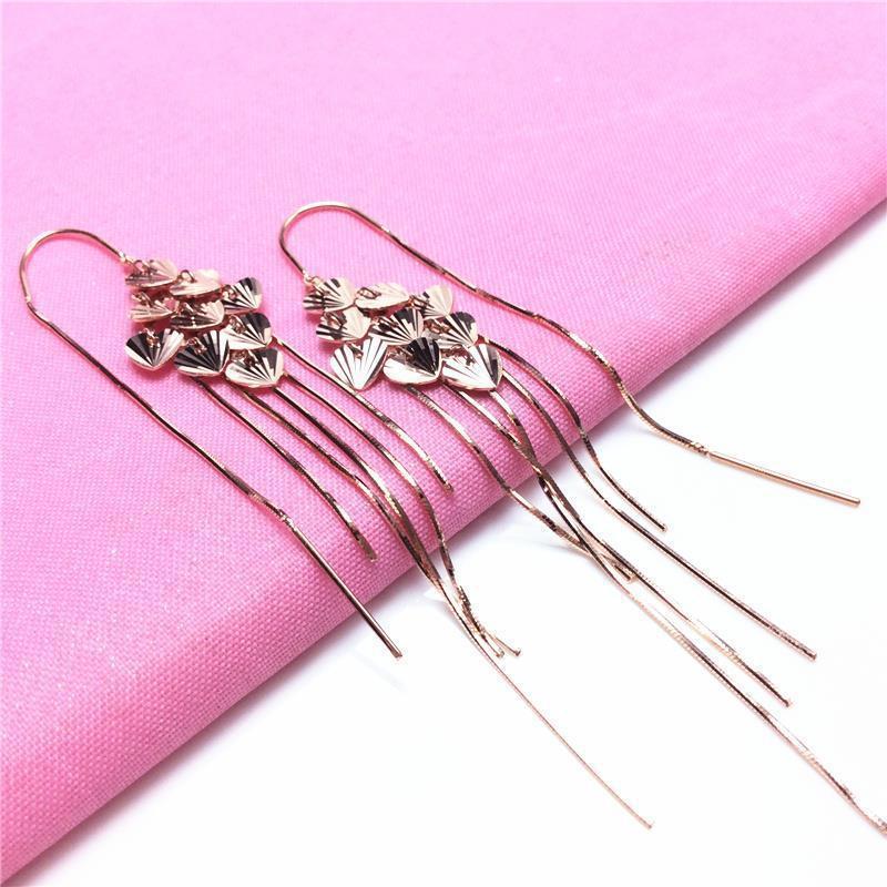 Фиолетовое Золото Любовь Бахрома Линия Уха Антикварная Супер Сказочная Покрытая Розовым Золотом Длинная Змеиная Кость Линия Уха Украшение