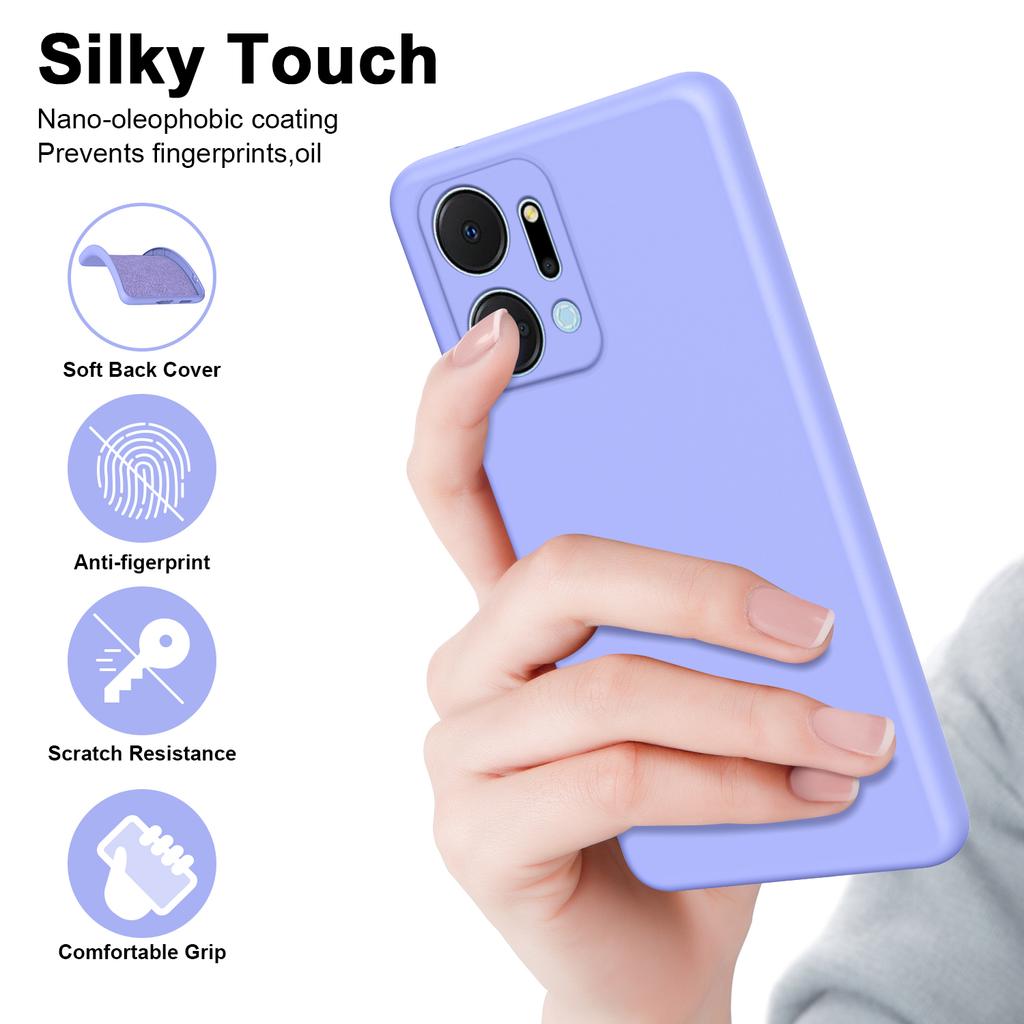For Honor X7a 5G Fiber Lining Soft TPU Back Cover 2.2mm Thickness Rubberized Phone Case