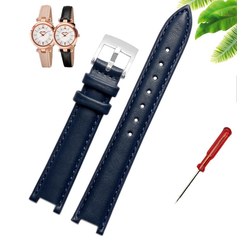 Genuine Leather Watch Band Women's Watch Strap for Folli Follie Lady Bubble Series Notch Pin Buckle Watch Bracelet 12MM 16MM 20