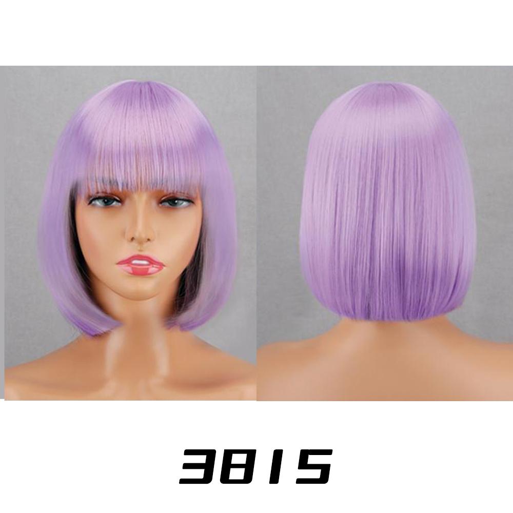 MISSQUEEN Synthetic Chic Bob Wig with Bangs Natural Straight Black Hair Elegant Shoulder-Length Cut Perfect For Women’s Fashion Accessories