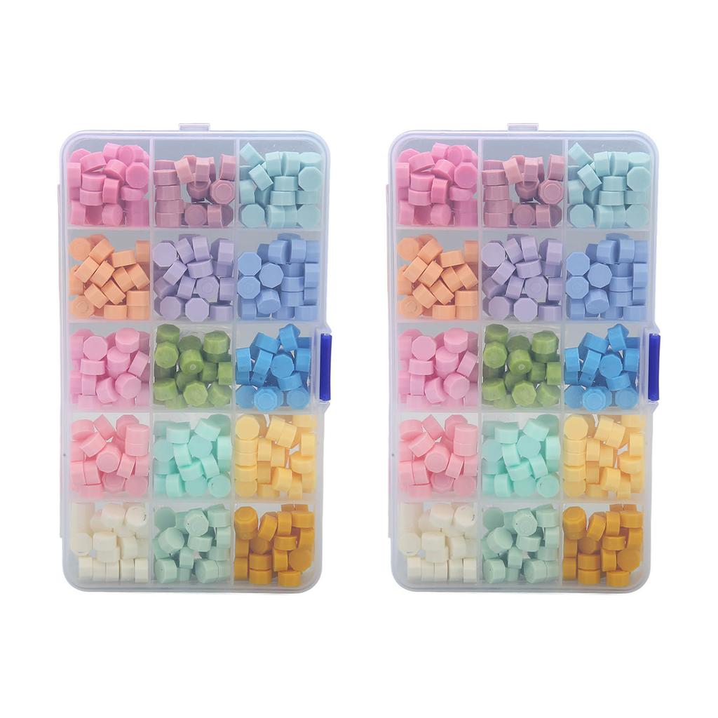 2 Box Sealing Wax Beads Assorted Color Portable Box Packed Widely Used Octagon Wax Beads for Envelop