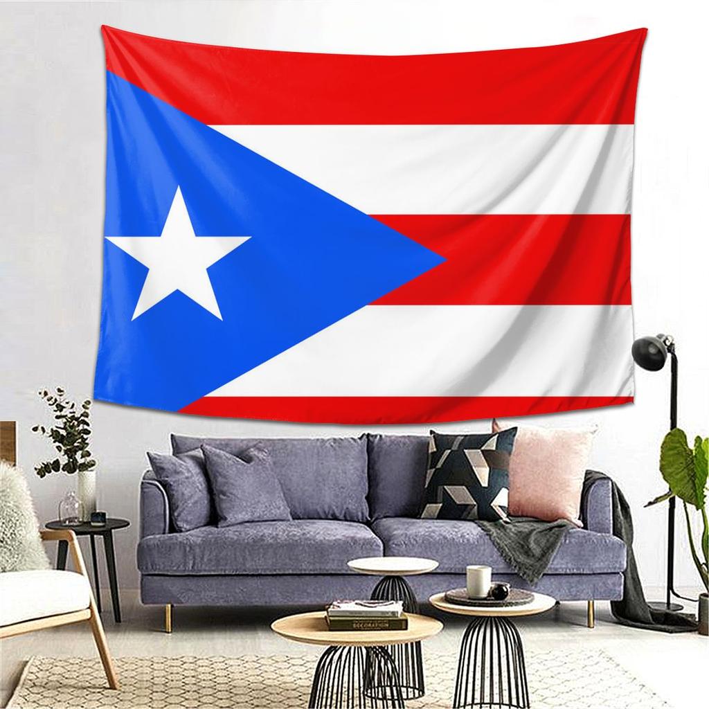 Puerto Rico Flag Tapestry Decor Art Aesthetic Tapestries for Living Room Bedroom Home Wall Cloth Wall Hanging