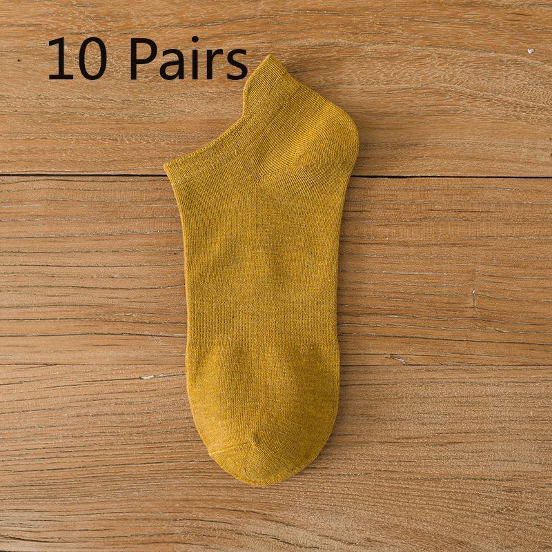 

10 пар мужских коротких носков для лета, тонкие, дышащие, влагоотводящие, мужские низкие однотонные носки с защитой от запаха, носки с неглубоким вырезом, впитывающие пот 10 pairs имбирный