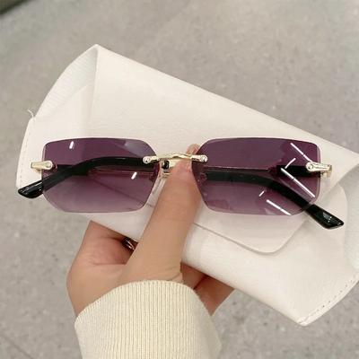 Occhiali da Sole Vintage Senza Montatura Uomo Donna Moda Lenti Sfumate Occhiali Rettangolari Occhiali da Sole