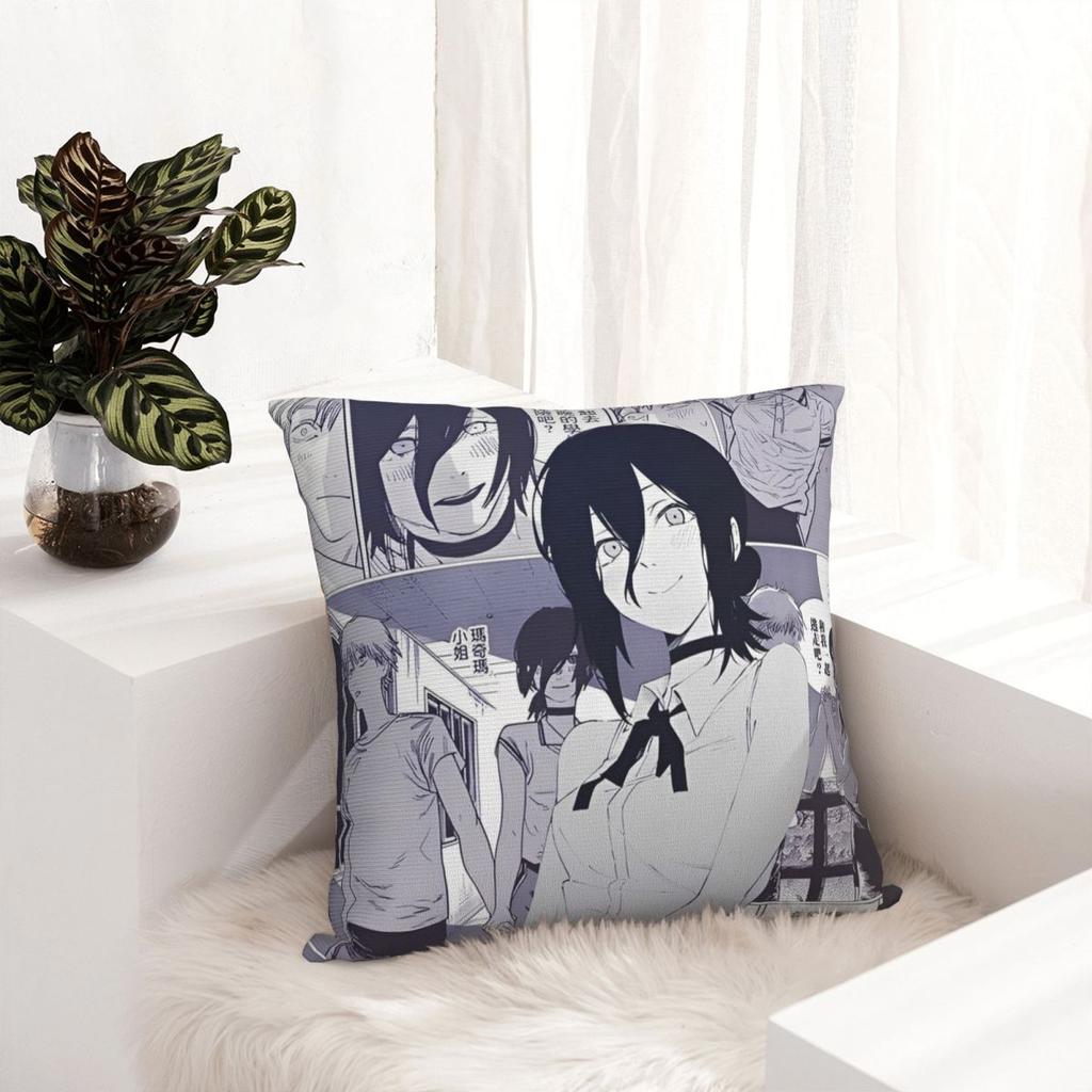 Chainsaw Man Reze Pillow Case Anime Manga Cushion Covers Custom Decor Pillowcase For Living Room 18"X18"