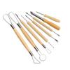 8pcs/set Pottery Tools Pumpkin carving knife Pottery Sculpting Detail texture Shaping Clay Tools Kit With Smooth Wooden Handle