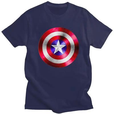 Camiseta guapa de Capitán América para hombre, de manga corta, de algodón, camiseta casual con escudo, camisetas de superhéroe, camiseta de moda#Color