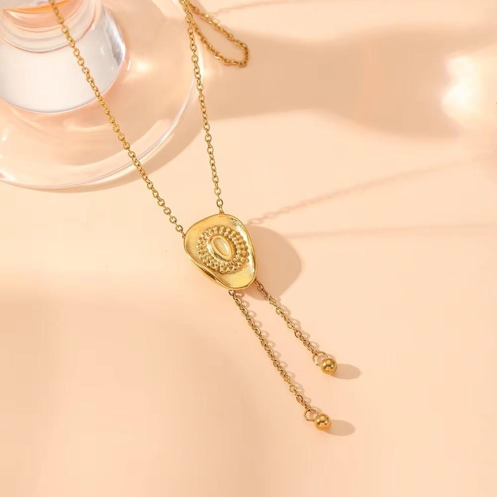 Zinc Zinc Zinc Alloy Cowboy Hat Necklace Adjustable Tassel Drawstring Necklace Lariat Sweater Chain Daily