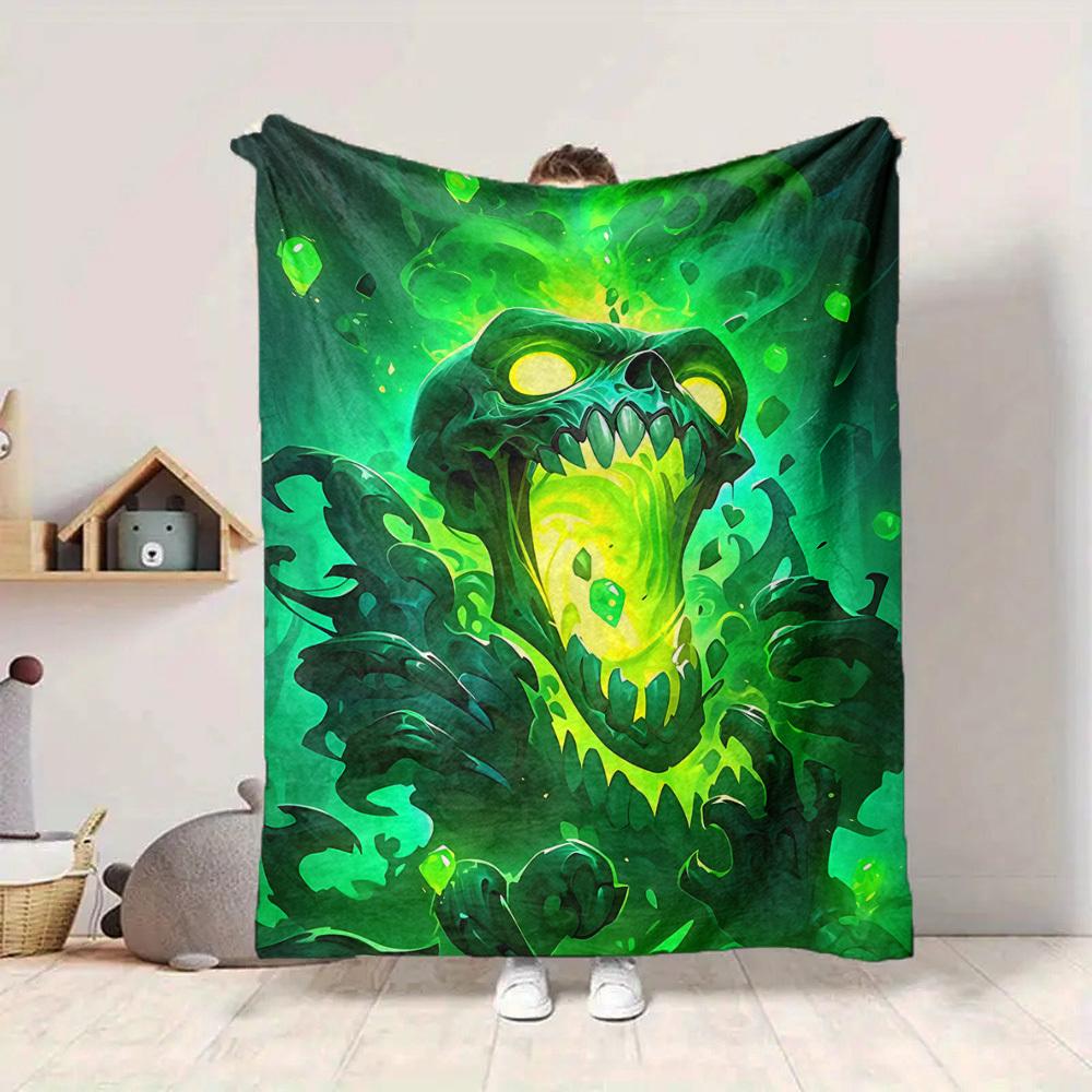 1pc Monster "Greenery" Blanket, Lightweight Flannel Throw Blanket for Sofa, Bed, Travel, Camping, Living Room, Office, Couch033