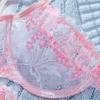 Sweet Pink Embroidered Sexy Bra Set Ultra-thin Underwear Big Breasts Show Small Pure Desire Perspective Lace Comfortable Underwear